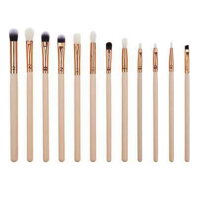 12pcs pink Eyeshadow Makeup Brushes Set with Soft Synthetic Hairs & Real Wood Handle for Eyeshadow, Eyebrow, Eyeliner, Blending