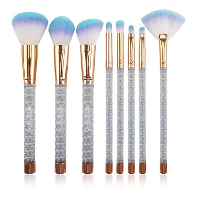 New 8pcs Sliver Diamond Crystal Makeup Brushes Set Foundation Blending Powder Eye Face Brush Makeup Tool Kit maquillaje